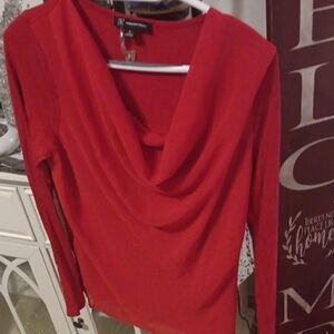 I.n.k Red Cowl Neck Top